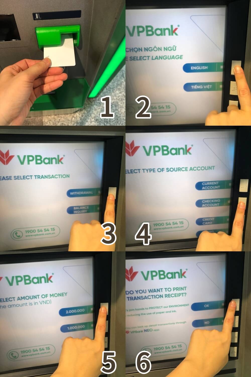 베트남 VP Bank ATM 사용 방법