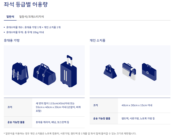 기내 수하물 규정