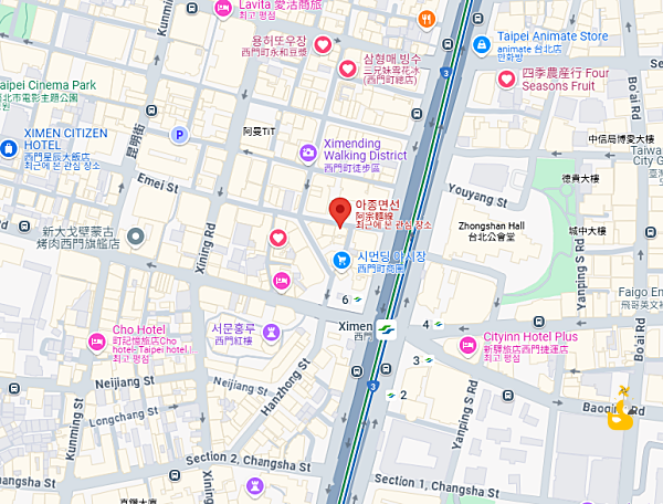 대만 타이베이 시먼딩 곱창국수 아종면선 위치
