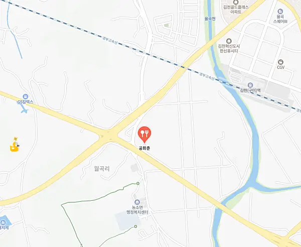 김천 공화춘 왕손짜장 위치가 표시된 지도