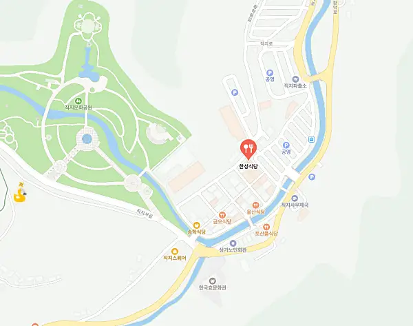 김천 맛집 한식당인 직지사 근처 한성식당 위치가 표시된 지도