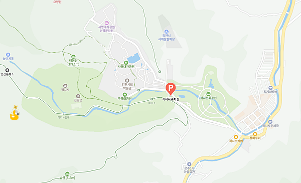 김천 직지사 주차장이 표시된 지도