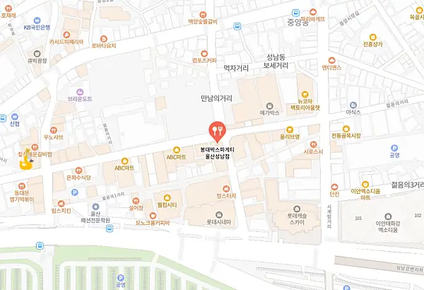 성남동 맛집 파스타101 위치가 표시되어 있는 지도