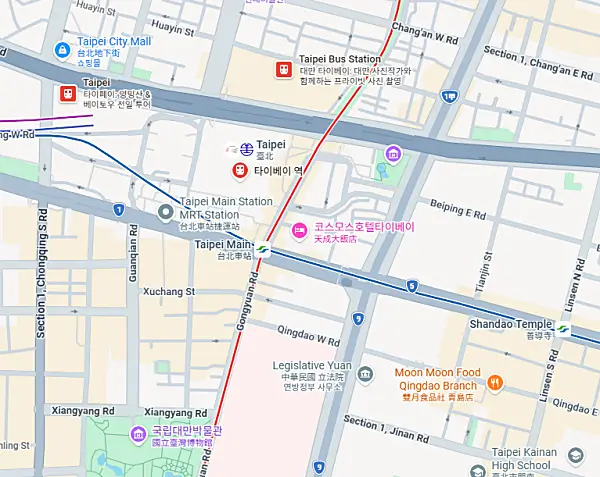 타이베이에서 타이중 가는 타이베이 메인역 지도