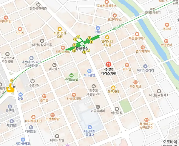 대전 성심당 테라스키친 위치가 표시된 지도