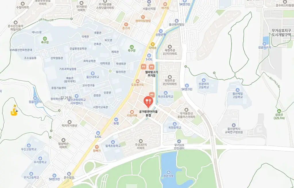 궁거랑 연어마을 위치가 표시된 지도