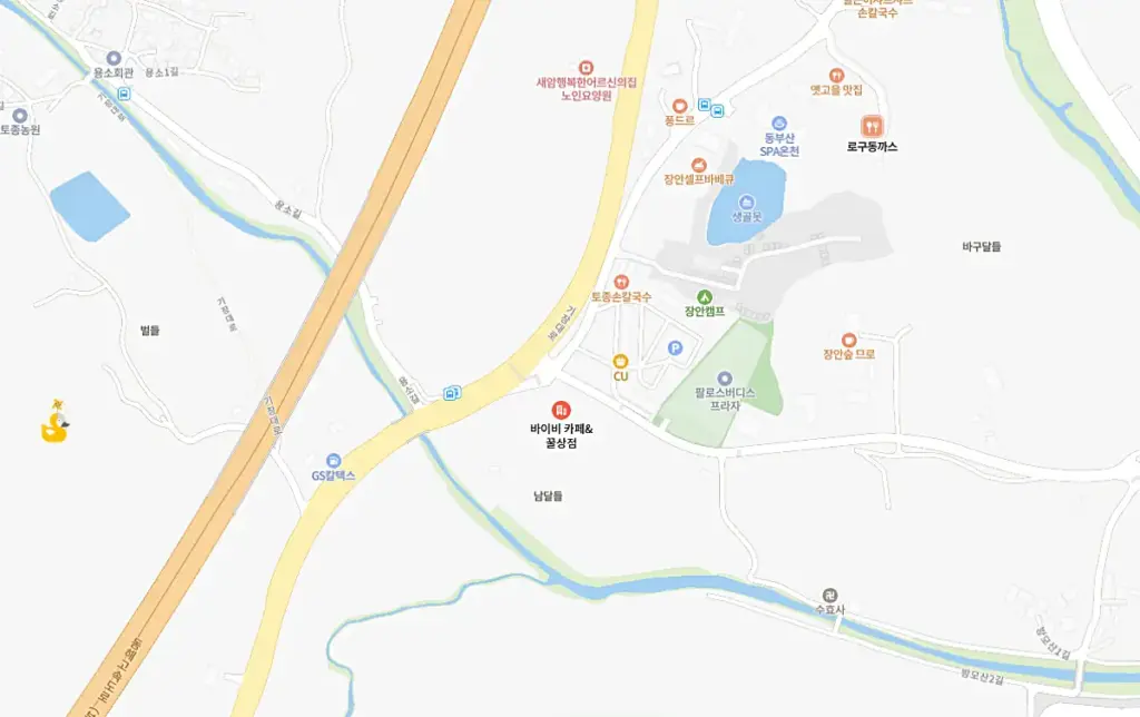 바이비 카페 꿀상점 위치가 표시된 지도
